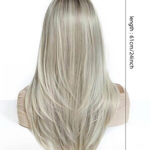 White Silver Blonde Long Wig